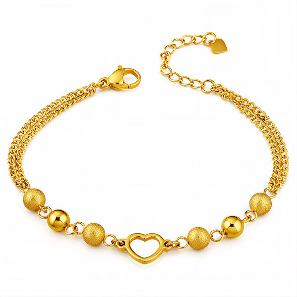 "Heart" Bracelet, 18K Gold Plated Steel