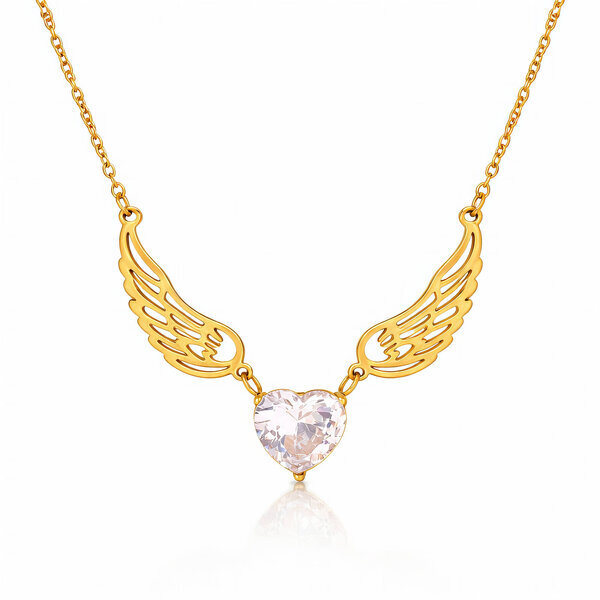 "Heart" Necklace, 18K Gold Plated Steel