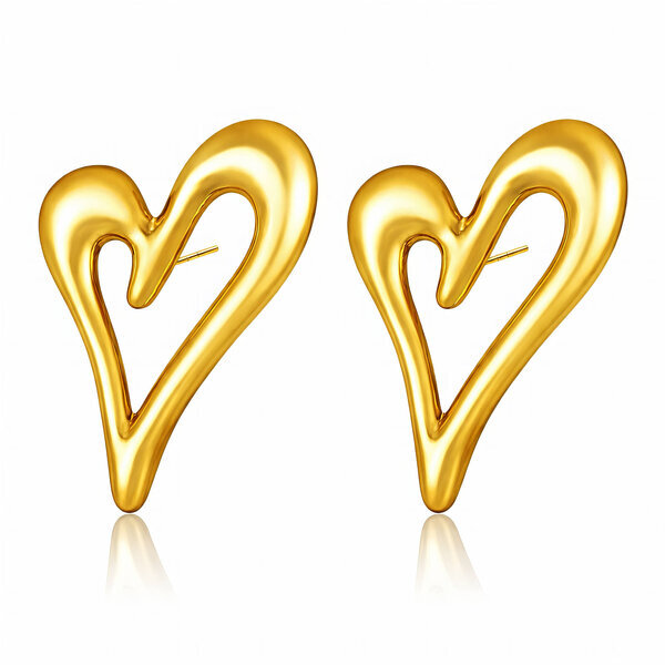 "Hearts" Earrings, 18K Gold Plated Steel