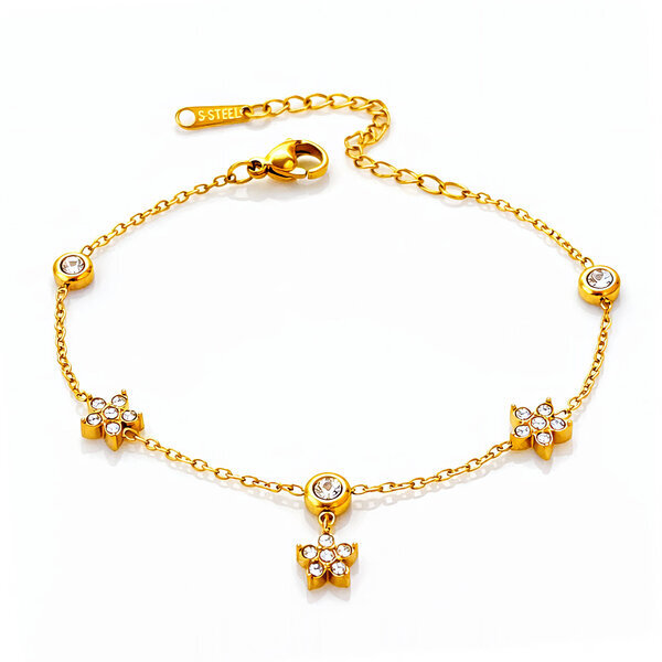 "Flowers" Bracelet, 18K Gold Plated Steel