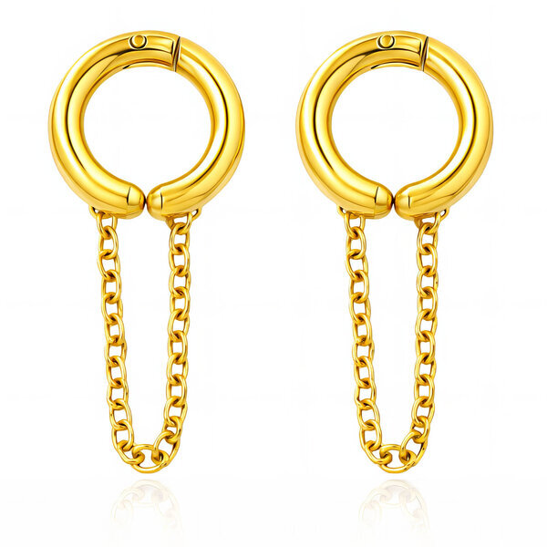 Earrings, 18K Gold Plated Steel