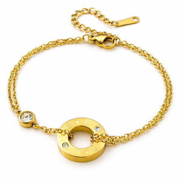 Bracelet, 18K Gold Plated Steel