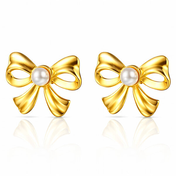"Bows" Earrings, 18K Gold Plated Steel