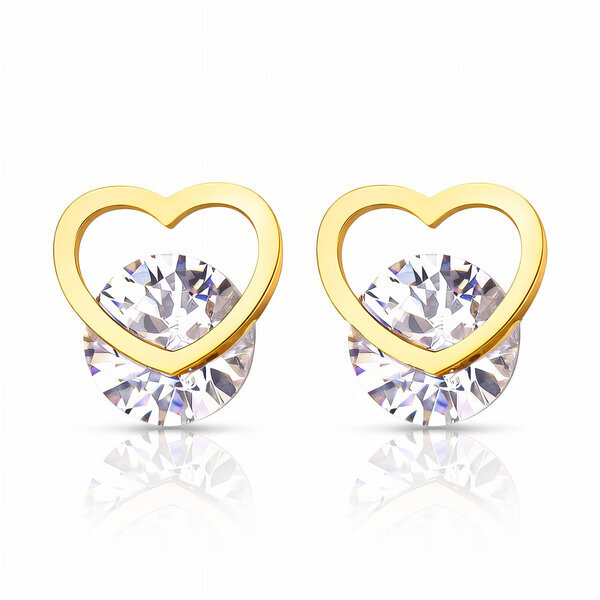 "Hearts" Earrings, 18K Gold Plated Steel