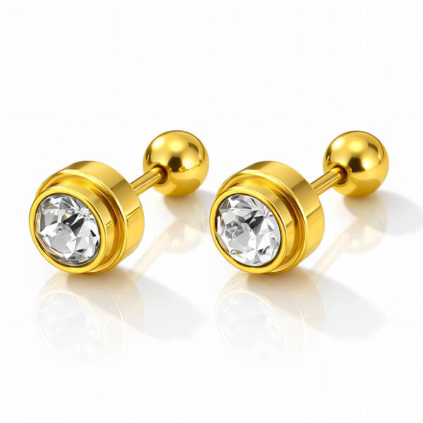 Earrings, 18K Gold Plated Steel