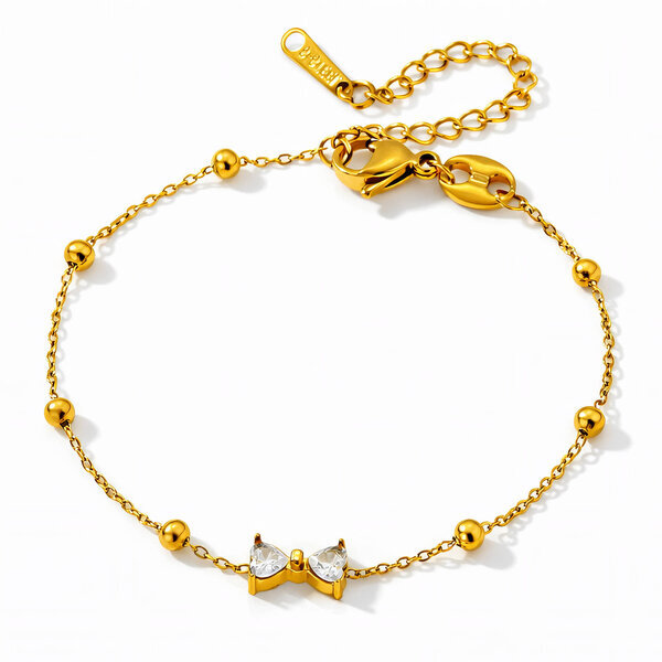 "Bow" Bracelet, 18K Gold Plated Steel