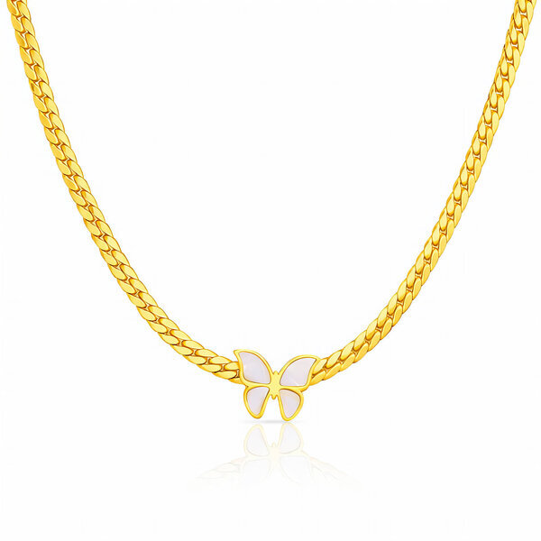 "Butterflie" Necklace, 18K Gold Plated Steel