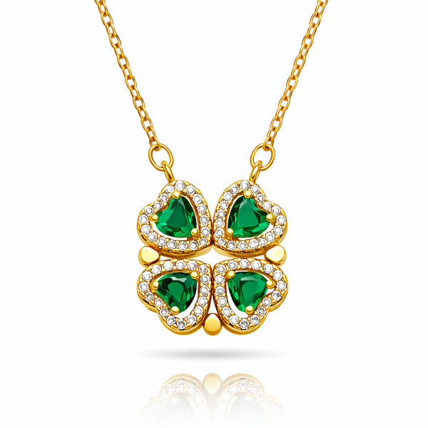 "Flower" Necklace, 18K Gold Plated Steel