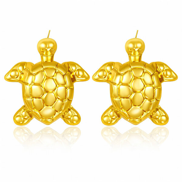 "Turtles" Earrings, 18K Gold Plated Steel