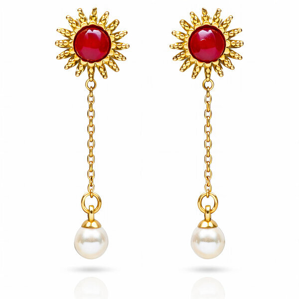 Earrings, 18K Gold Plated Steel