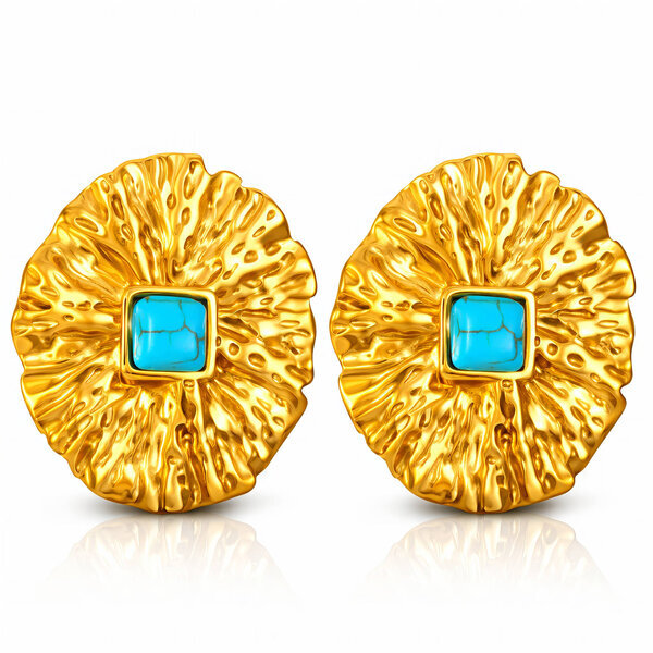 Earrings, 18K Gold Plated Steel