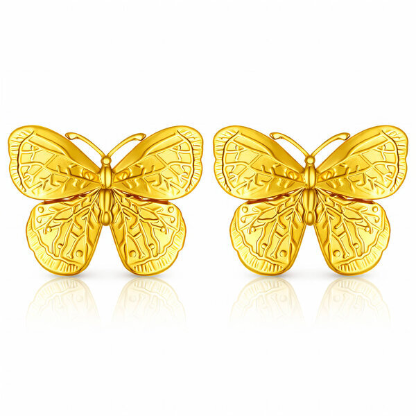 "Butterflies" Earrings, 18K Gold Plated Steel