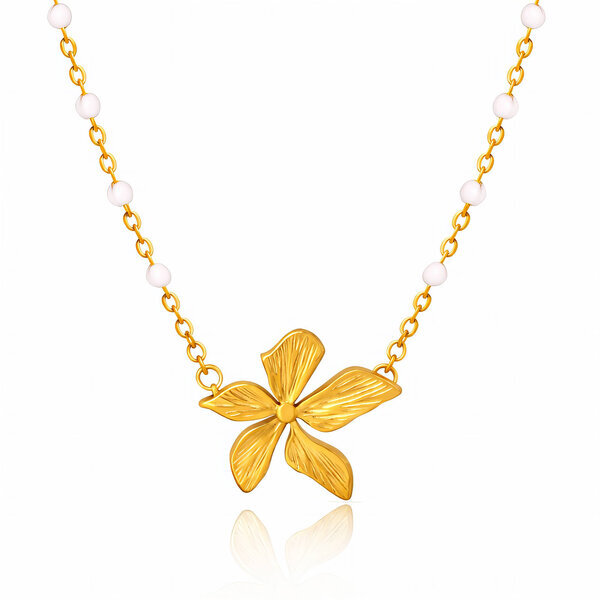 Necklace, 18K Gold Plated Steel