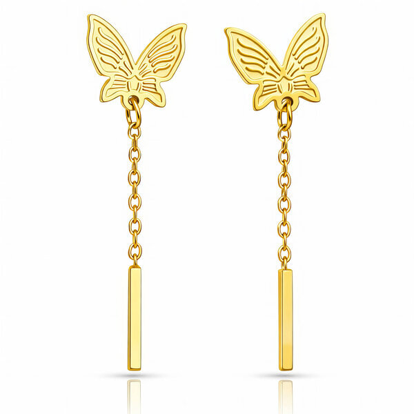 "Butterflies" Earrings, 18K Gold Plated Steel