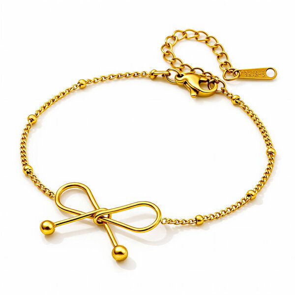 "Bow" Bracelet, 18K Gold Plated Steel