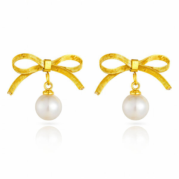 "Bows" Earrings, 18K Gold Plated Steel