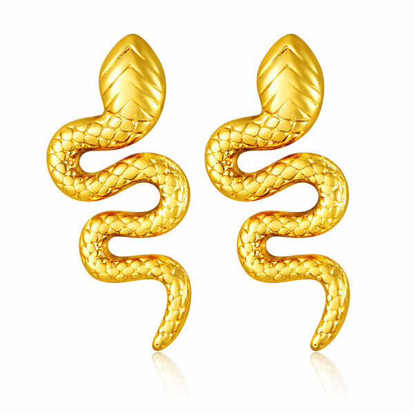 "Snakes" Earrings, 18K Gold Plated Steel