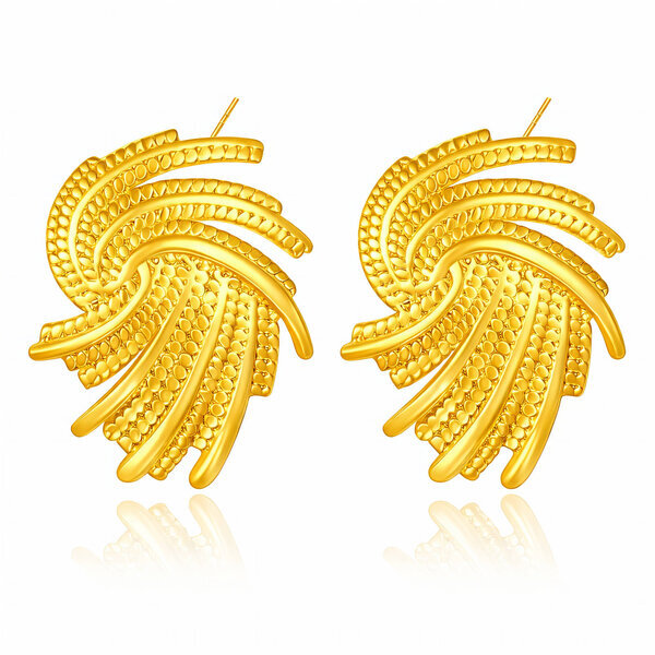 Earrings, 18K Gold Plated Steel