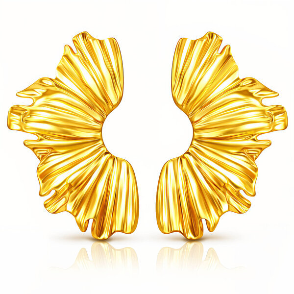 Earrings, 18K Gold Plated Steel