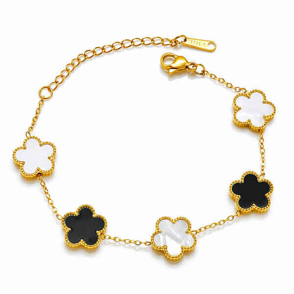 "Flower Meadow" Bracelet, 18K Gold Plated Steel