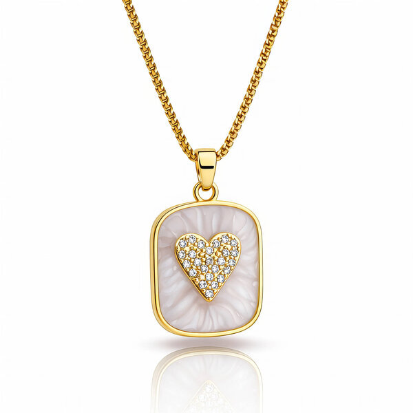 "Heart" Necklace, 18K Gold Plated Steel
