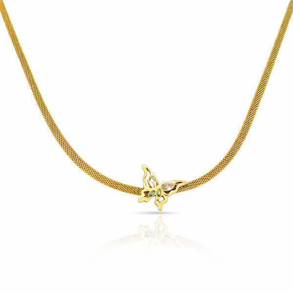 "Butterfly" Necklace, 18K Gold Plated Steel