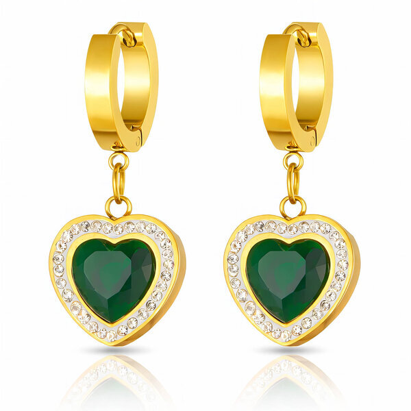 "Hearts" Earrings, 18K Gold Plated Steel