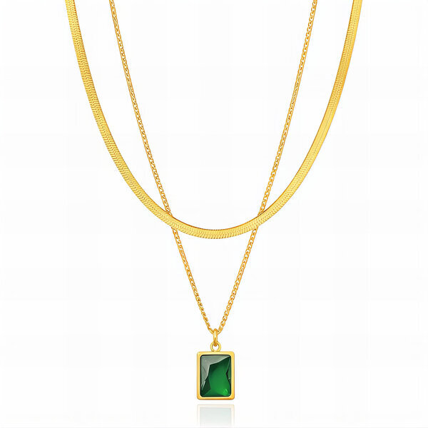 Necklace, 18K Gold Plated Steel