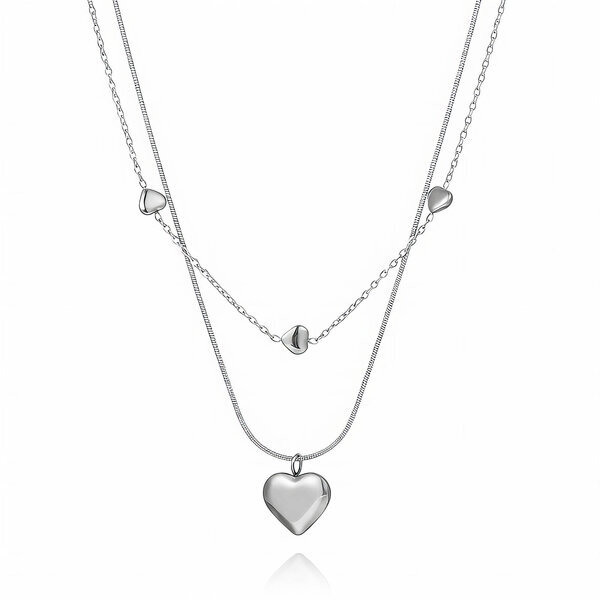 "Hearts" Necklace, Stainless Steel