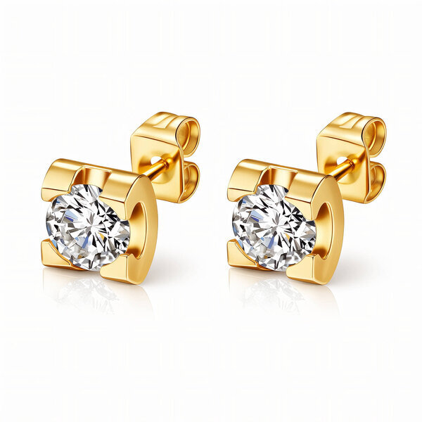 Earrings, 18K Gold Plated Steel