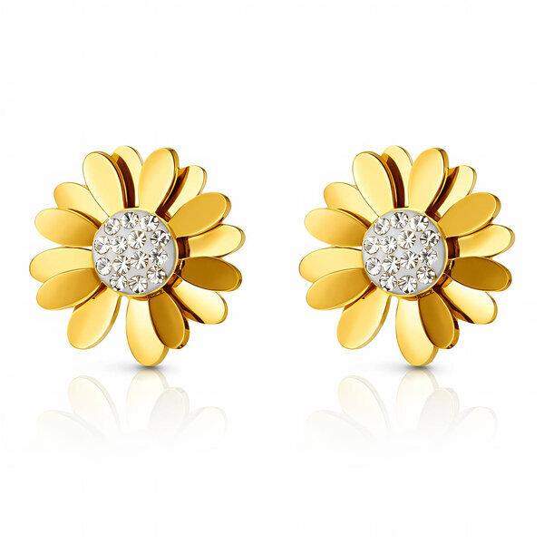 "Flowers" Earrings, 18K Gold Plated Steel