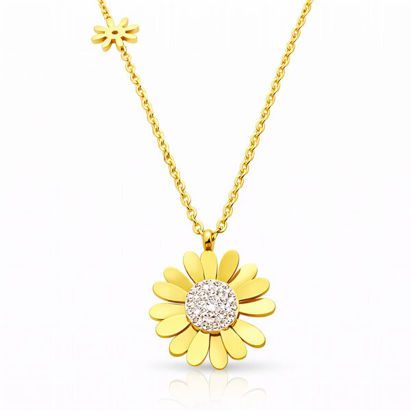 "Flowers" Necklace, 18K Gold Plated Steel