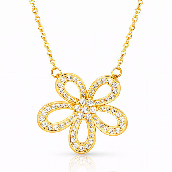 "Flower" Necklace, 18K Gold Plated Steel