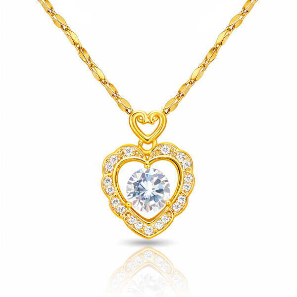 "Heart" Necklace, 18K Gold Plated Steel