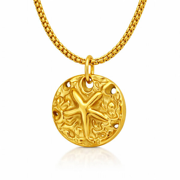 "Starfish" Necklace, 18K Gold Plated Steel