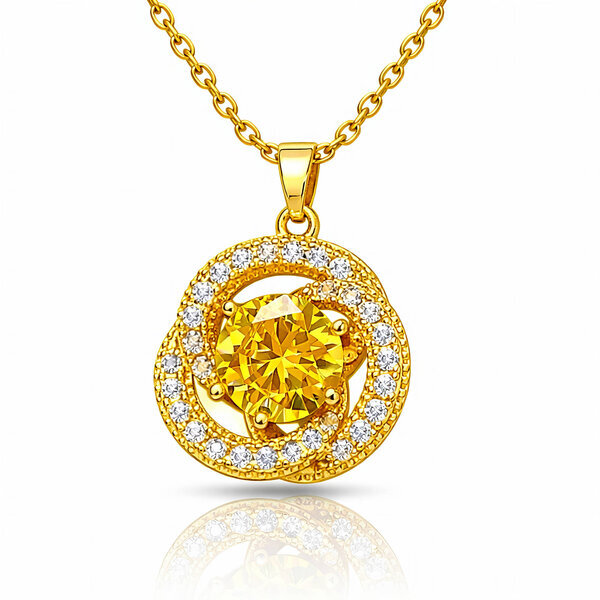 "Flower" Necklace, 18K Gold Plated Steel