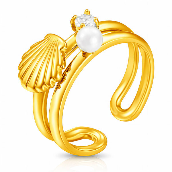 "Seashell" Ring, 18K Gold Plated Steel