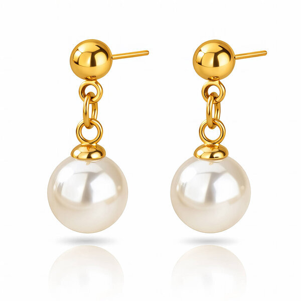 Earrings, 18K Gold Plated Steel