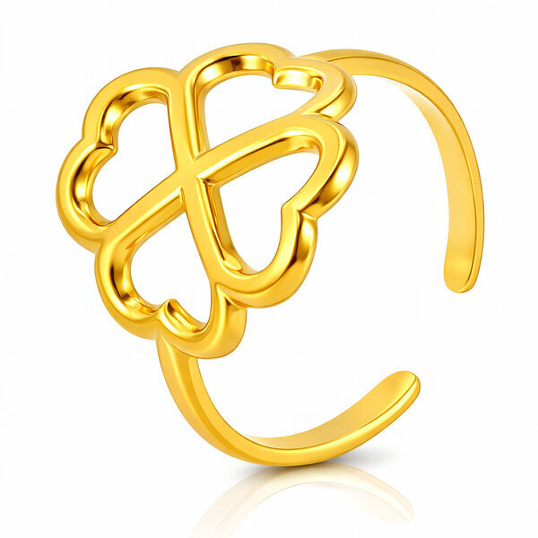 "Flower" Ring, 18K Gold Plated Steel