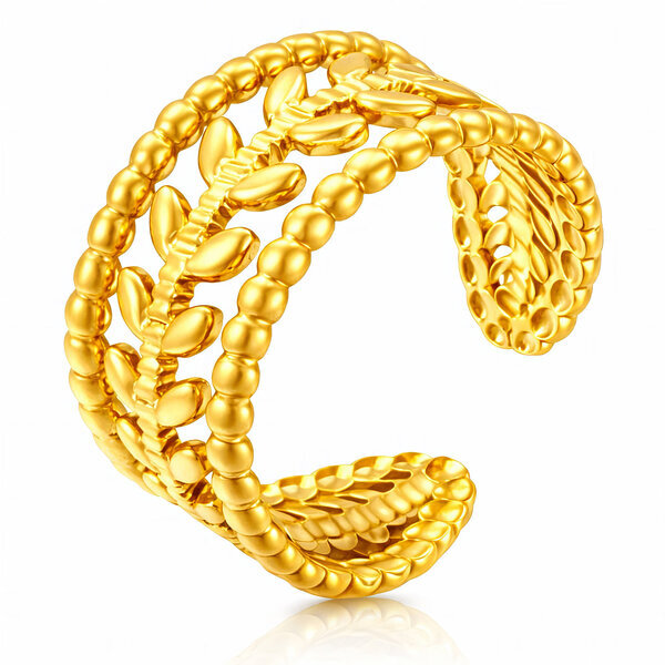 "Leafs" Ring, 18K Gold Plated Steel