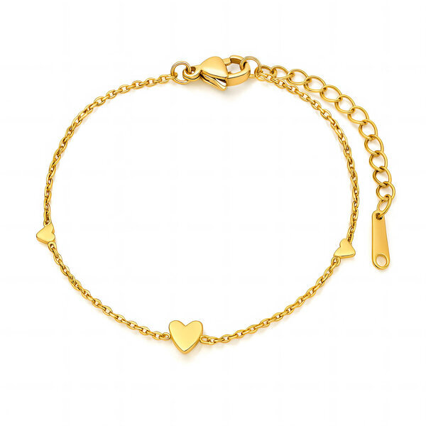 "้Hearts" Bracelet, 18K Gold Plated Steel
