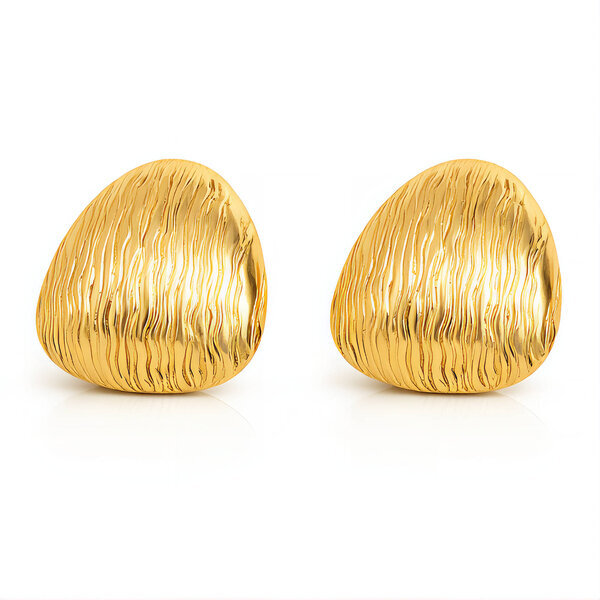 Earrings, 18K Gold Plated Steel