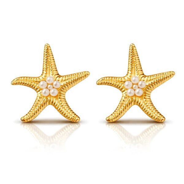 "Starfishs" Earrings, 18K Gold Plated Steel