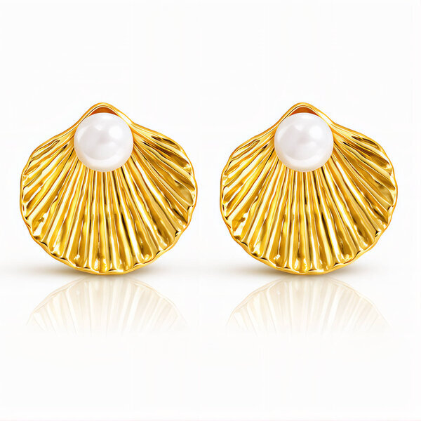 "Seashells" Earrings, 18K Gold Plated Steel