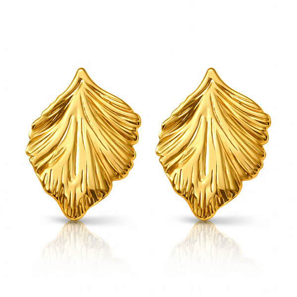 "Leafs" Earrings, 18K Gold Plated Steel