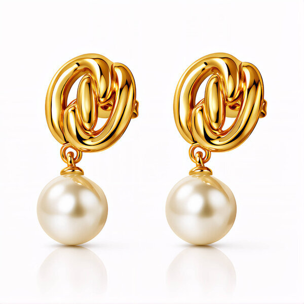 Earrings, 18K Gold Plated Steel