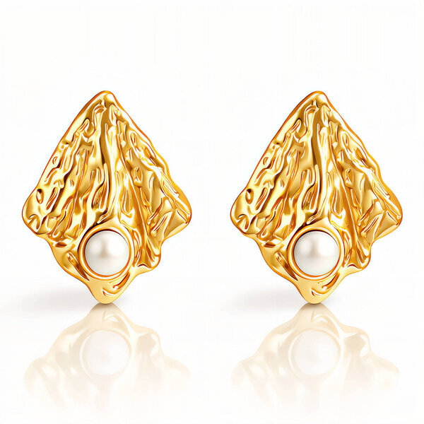 "Leafs" Earrings, 18K Gold Plated Steel