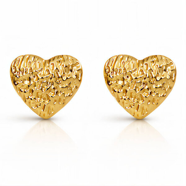 "Hearts" Earrings, 18K Gold Plated Steel