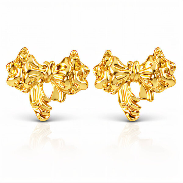 "Bows" Earrings, 18K Gold Plated Steel