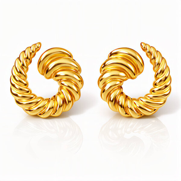 Earrings, 18K Gold Plated Steel